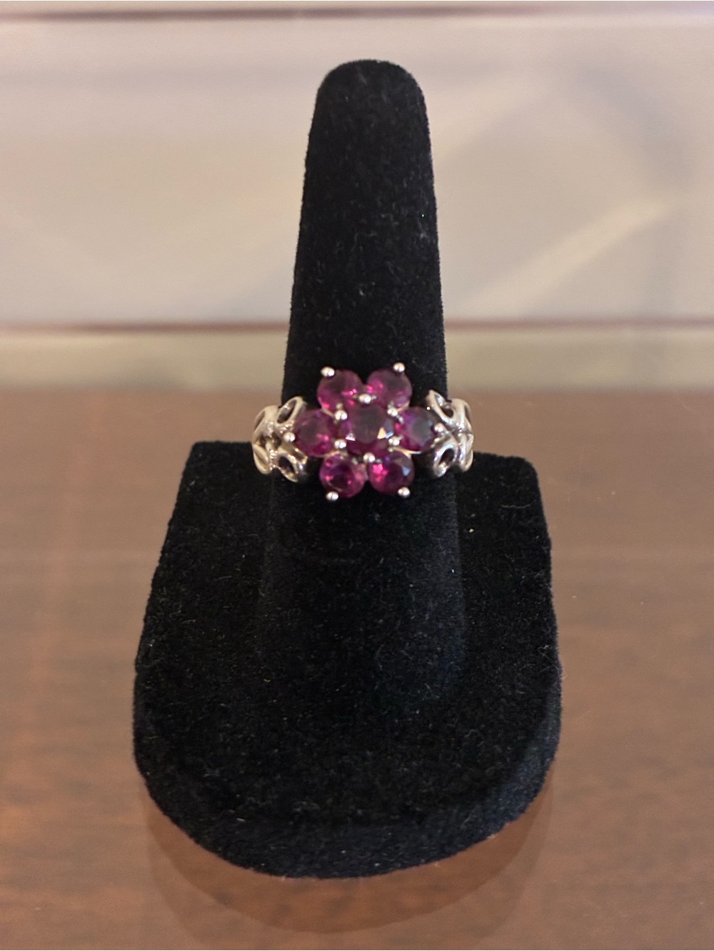 Purple Gem Floral Cluster Ring - .925 Sterling Silver
